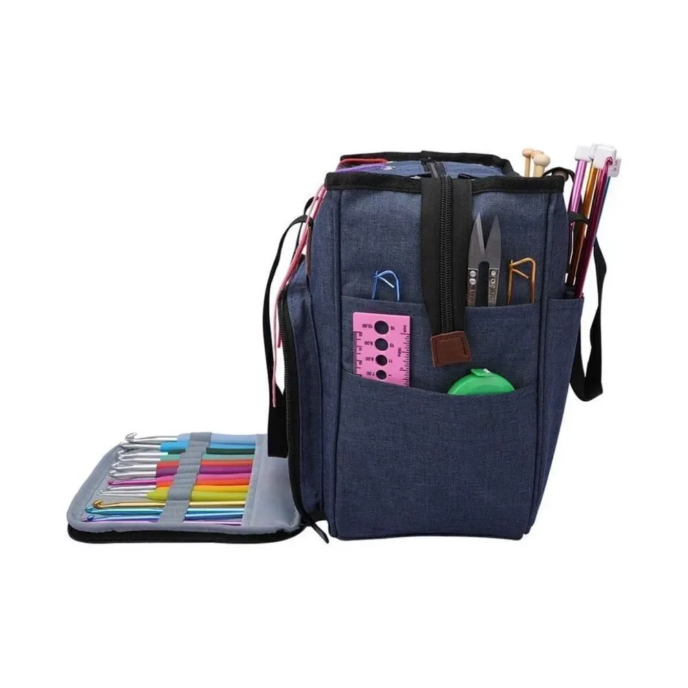 Knitting Bag Yarn Tote Organizer Womens Crochet Storage with Inner Dividers New